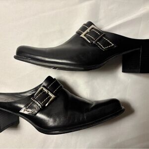 Stylish Black Mules with Buckle Detail